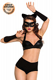 Костюм SoftLine Collection Catwoman (бюстгальтер,шортики,головной убор,маска,перчатки), черный, L